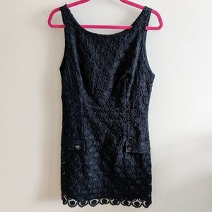 bebe Black Shift Dress with Scalloped Edge